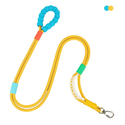 Correa para perro amarilla con mango de silicona acolchonado Petelier