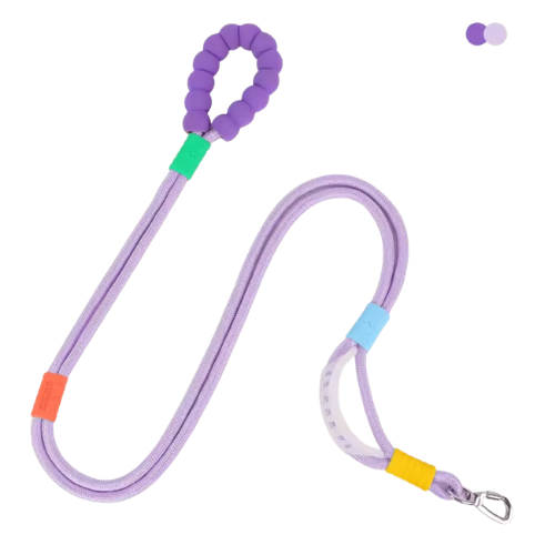 Correa para perro lila con mango de silicona acolchonado Petelier